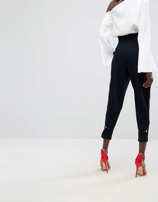 ASOS Design High Waisted Denim Trousers With Cinch Hem