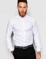 Thumbnail for your product : NOOSE & MONKEY Noose & Monkey Textured Shirt With Collar Bar