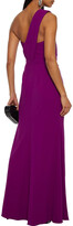 Thumbnail for your product : Badgley Mischka One-shoulder Pleated Stretch-crepe Gown