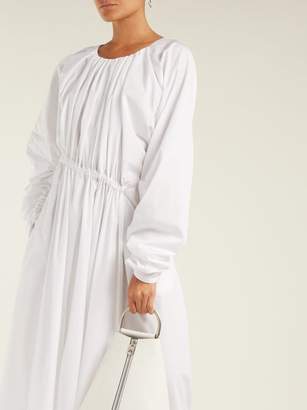 Jil Sander Gathered Asymmetric Cotton Dress - Womens - White