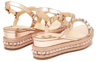 Christian Louboutin Pyraclou 60 Metallic Leather Flatform Sandals - Womens - Rose Gold