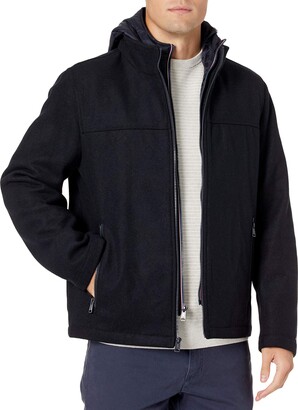 Tommy Hilfiger Men's Wool Blend Jacket with Puffer Bib and Hood - ShopStyle