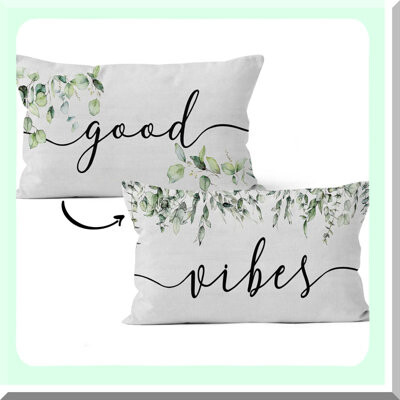 BRBCA Eucalyptus Leaf Motivational Pillowcase - Good Vibes Décor