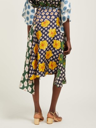 Biyan Miyana Floral-print Silk Skirt - Navy Multi