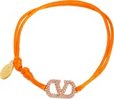 Thumbnail for your product : Valentino Garavani Crystal V Logo Slim Adjustable Bracelet