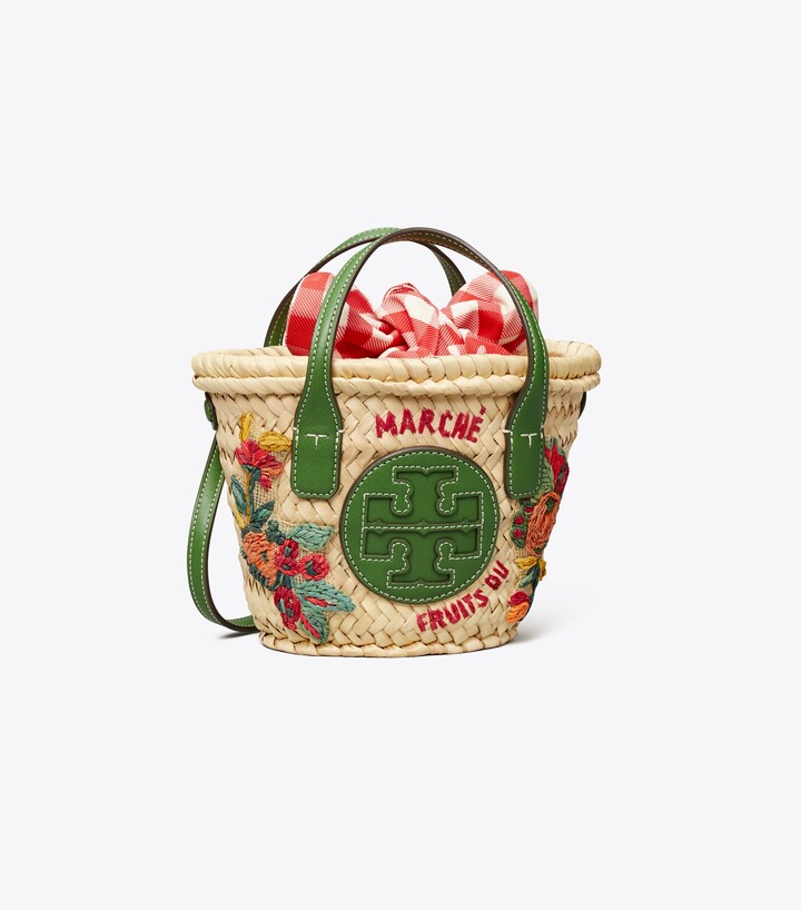 Tory Burch Ella Embroidered Straw Micro Basket - ShopStyle