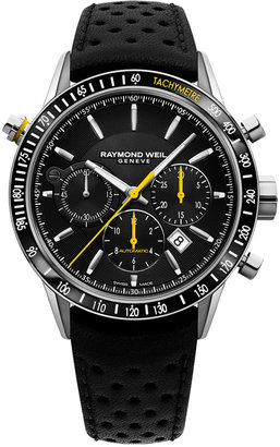 Raymond Weil Men's Swiss Chronograph Freelancer Black Leather Strap Watch 43mm 7740-SC1-20021