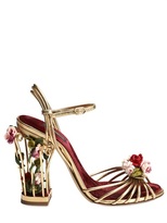 Thumbnail for your product : Dolce & Gabbana 105mm Rose Calf Leather Cage Sandals