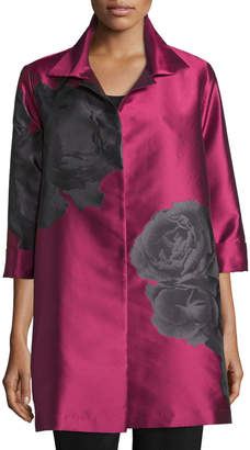 Caroline Rose Petite Rio Rose Open-Front Party Jacket, Deep Pink/Black