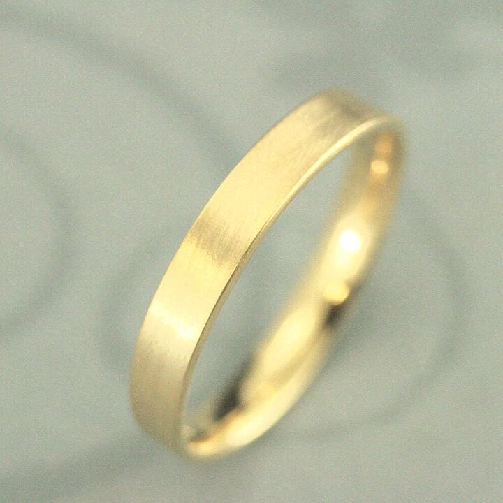 Etsy 18K Gold Wedding Ring Solid Band For Him Or Her 4mm Wide Flat With Comfort Fit Interior