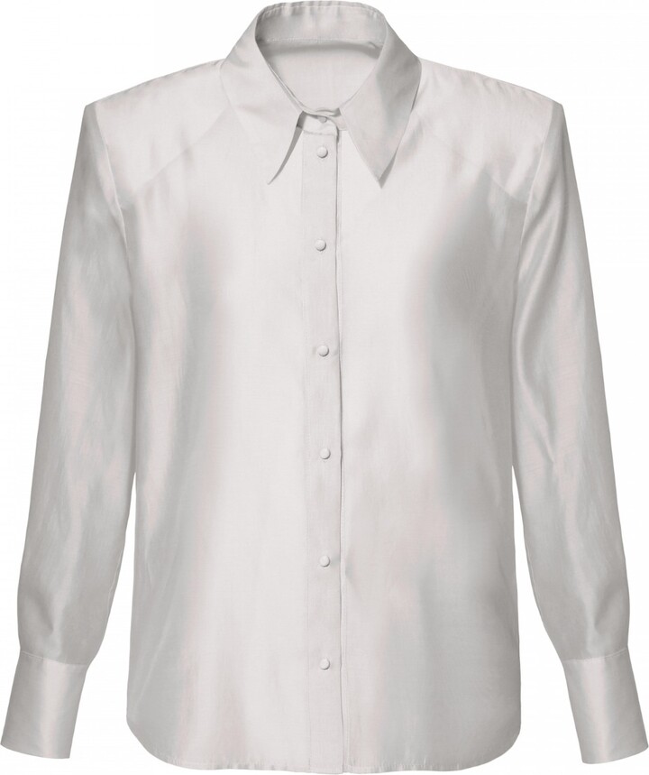 Aggi by Halewski Sarita White Elegant Shirt With Long Sleeves