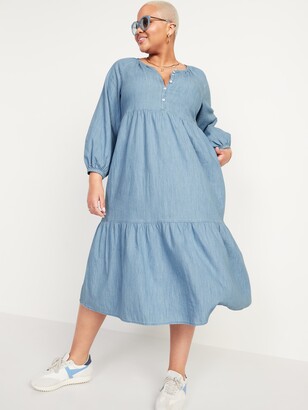 button front smock dress