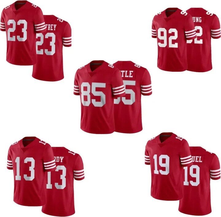 Men & apos;s American Football Jersey San Francisco Embroidery Stitching #85 Rugby Jersey George Kittle Football Uniform 49ers T-Shirts