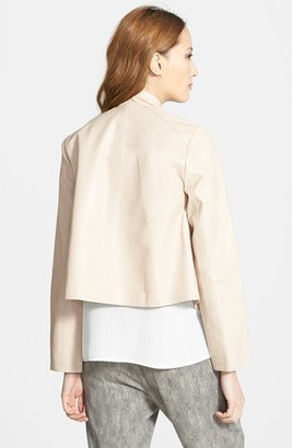 Eileen Fisher Drape Front Leather Jacket (Online Only)