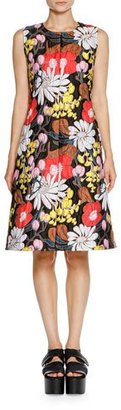 Marni Floral-Jacquard Sleeveless Dress, Black/Multi