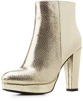 Thumbnail for your product : Charlotte Russe Bamboo Metallic Platform Ankle Booties