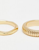 Thumbnail for your product : SVNX two pack chunky gold rings with textured details