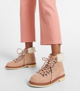 Thumbnail for your product : Loro Piana Shearling-trimmed suede hiking boots