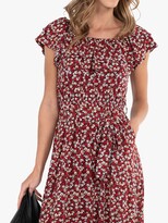 Thumbnail for your product : Jolie Moi Leaf Print Ruffle Midi Dress, Red