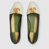 Thumbnail for your product : Gucci Leather ballet flat with half moon GG