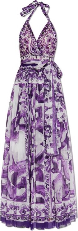 Dolce & Gabbana Majolica Printed Long Chiffon Dress