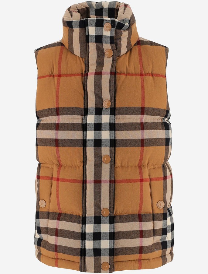 Burberry Brown Checked Cotton Flannel Women's Puffer Vest - ShopStyle
