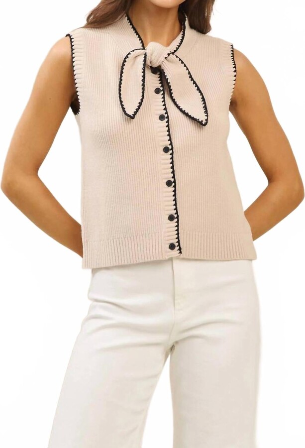 ABLE Color Contrast Bow Sweater In Natural