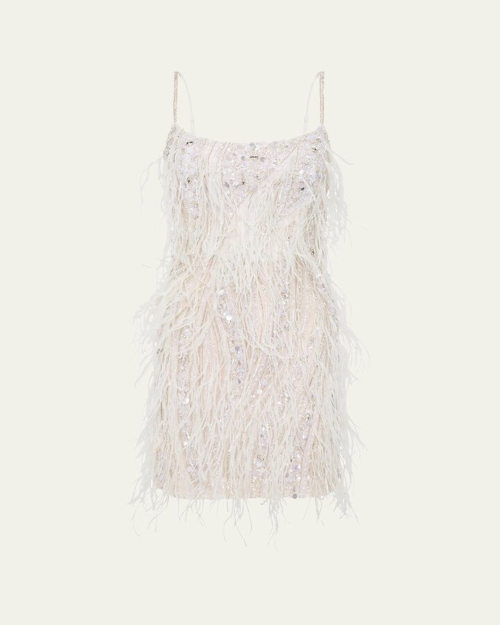 Cynthia Sequined Mini Feathered Dress