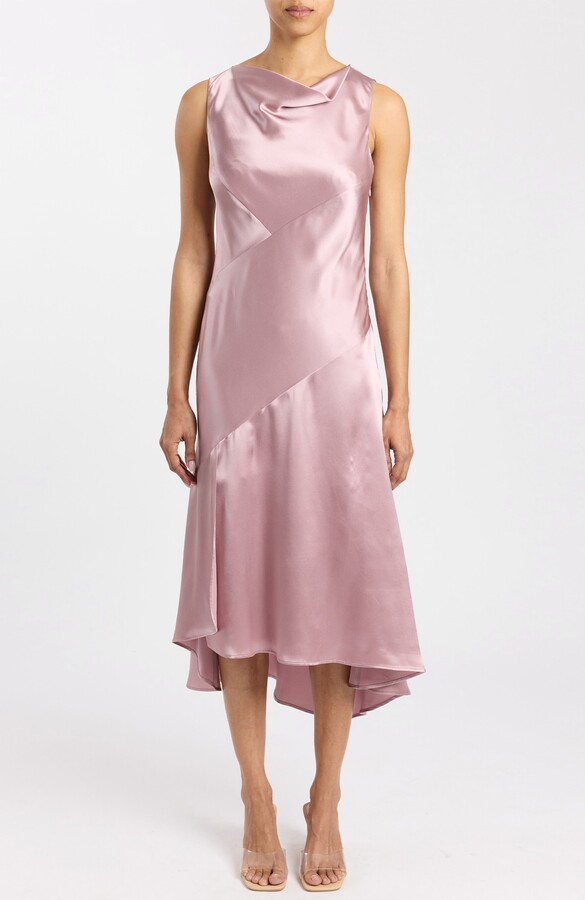 Santorelli Wynn Sleeveless Midi Sheath Dress in Silk Charmeuse