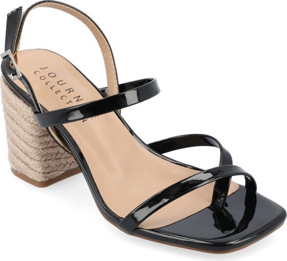 Journee Collection Women's Olivina Jute Covered Block Heel Sandals, Grey