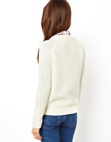 Thumbnail for your product : ASOS Lined Bomber Cardigan In Blocked Stitch