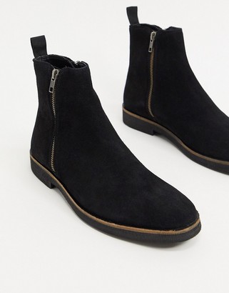 Walk London hornchurch zip boots in black suede - ShopStyle