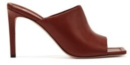 HUGO BOSS High Heeled Mules In Italian Leather - Brown - ShopStyle