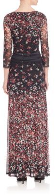 Kay Unger Floral Mesh Gown