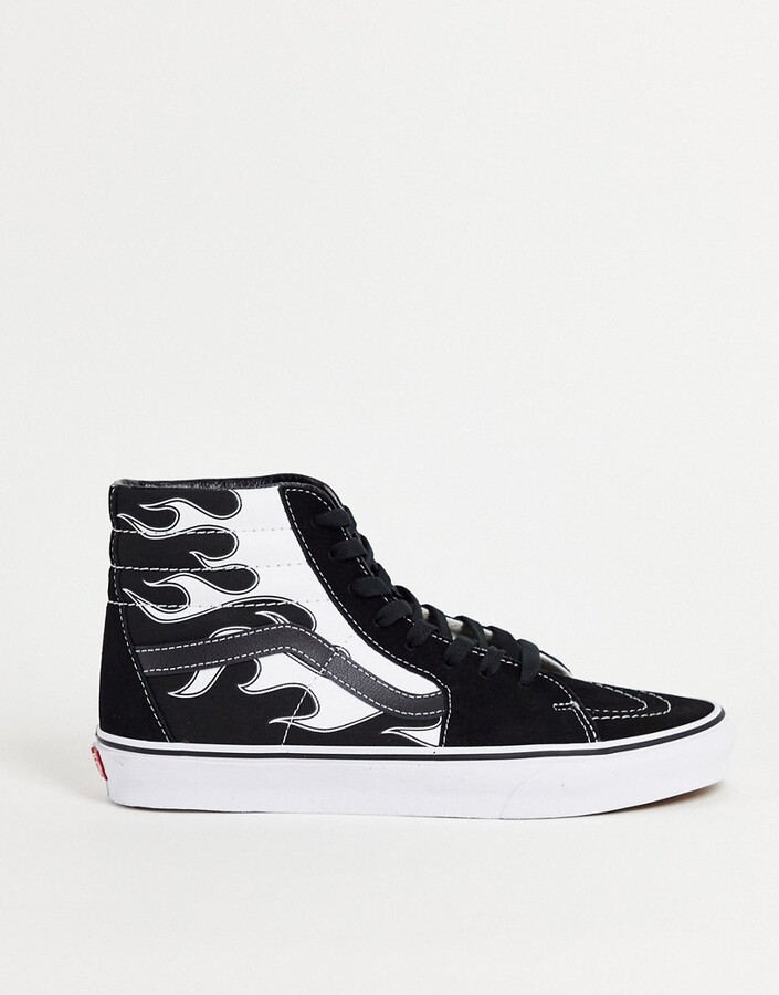 Vans SK8-Hi Flame sneakers in black/white - ShopStyle