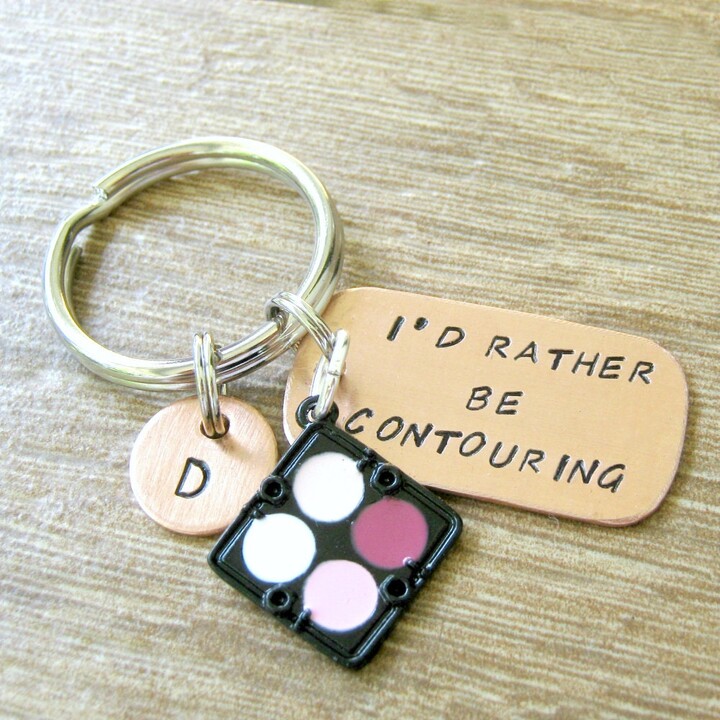 Personalized Makeup Keychain, I'd Rather Be Countouring, Countour Lover's Gift, Mua Gift, Makeover, Palette Charm
