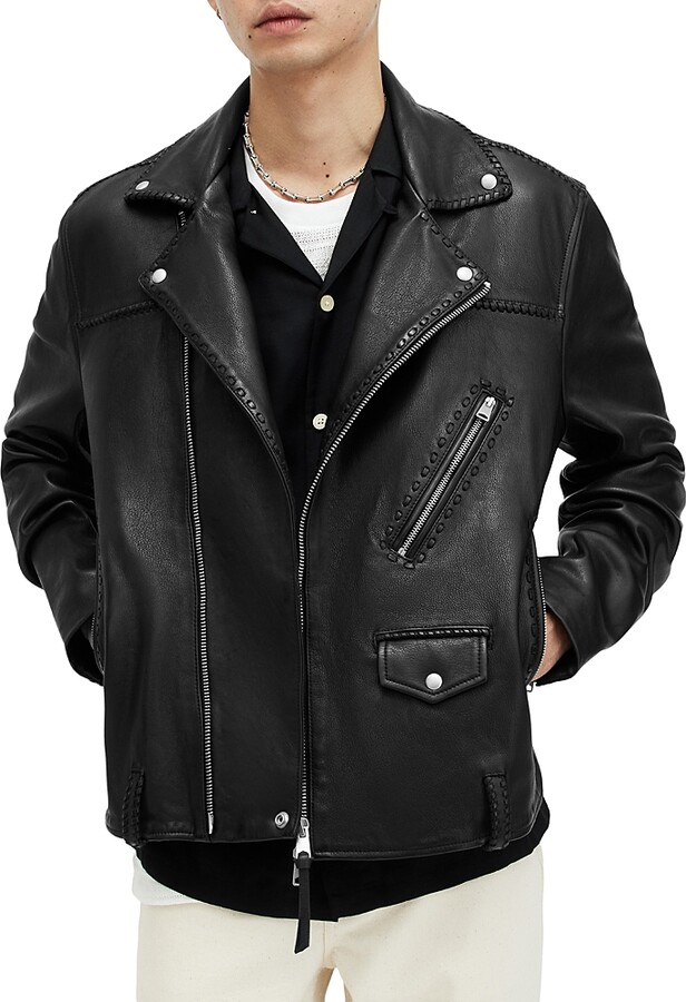AllSaints Warner Leather Biker Jacket ShopStyle