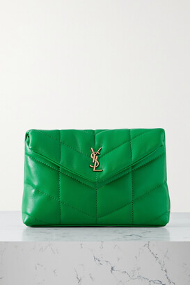Saint Laurent Loulou Puffer Quilted Leather Clutch - Green - ShopStyle