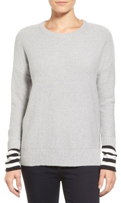 Women's Caslon Contrast Cuff Crewneck Sweater