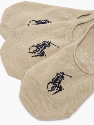 Polo Ralph Lauren Pack Of Three Cotton-blend Liner Socks - Beige