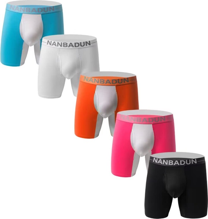 NEIKU Men's No Ride Up Boxer Briefs Long Leg Underwear Low Rise Trunks