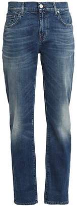 7 For All Mankind Distressed Mid-Rise Straight-Leg Jeans