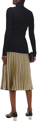 Proenza Schouler Pleated Metallic Stretch-knit Midi Skirt