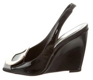 Roger Vivier Patent Leather Buckle Wedges