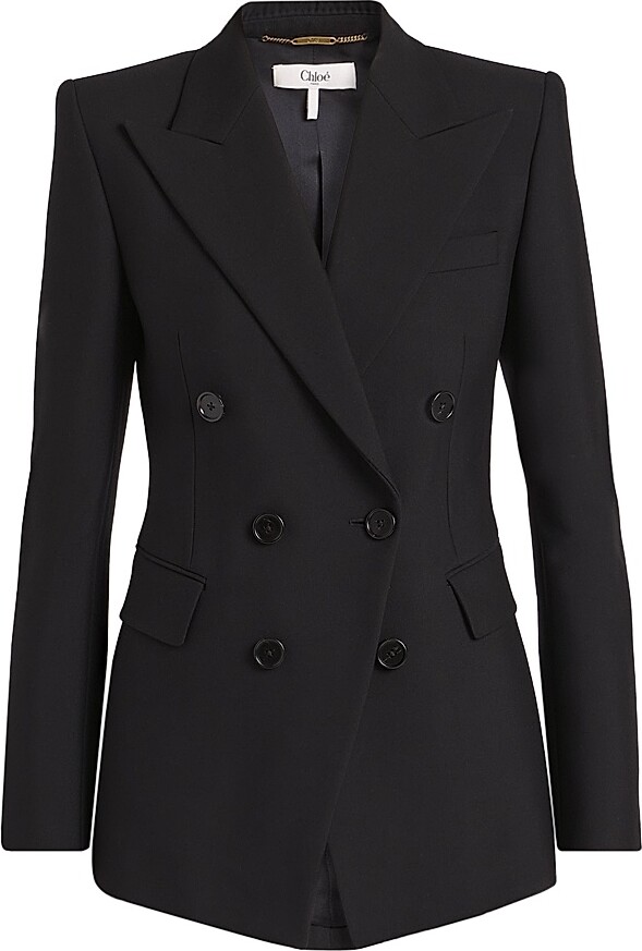 Chloé Women's Wool Double-Breasted Blazer - Black - Size 2