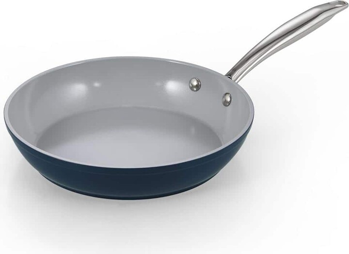 Cook N Home 9.5 in. Hard Anodized Healthy Ceramic Aluminum Nonstick Skillet, Egg Omelet Induction Sautee Pan, Blue