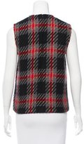 Thumbnail for your product : Miu Miu Leather-Trimmed Virgin Wool Top w/ Tags