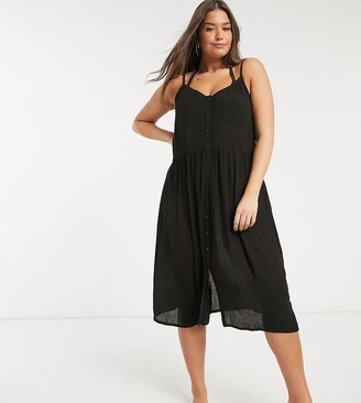 plus size button front midi dress