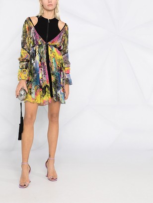Just Cavalli Layered Abstract-Print Mini Dress