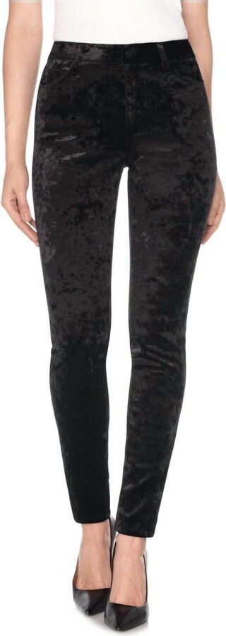 The Charlie Crushed Velvet High Rise Skinny Pants In Black